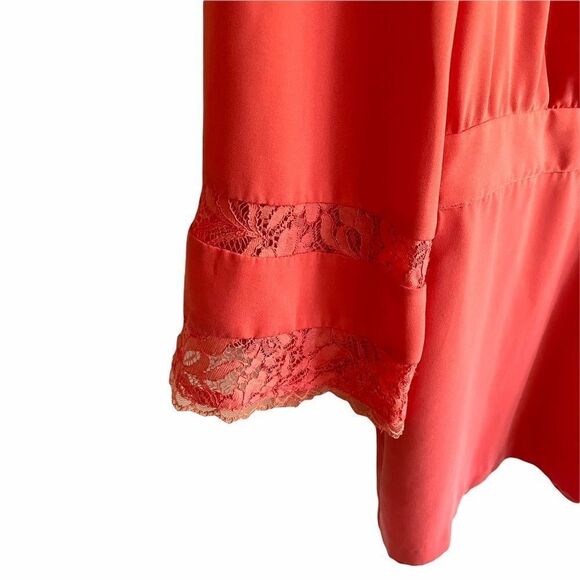 MARCIANO Long Sleeve V-Neck Shorts Romper Lace Detail Coral / Melon 10 - Picture 3 of 6